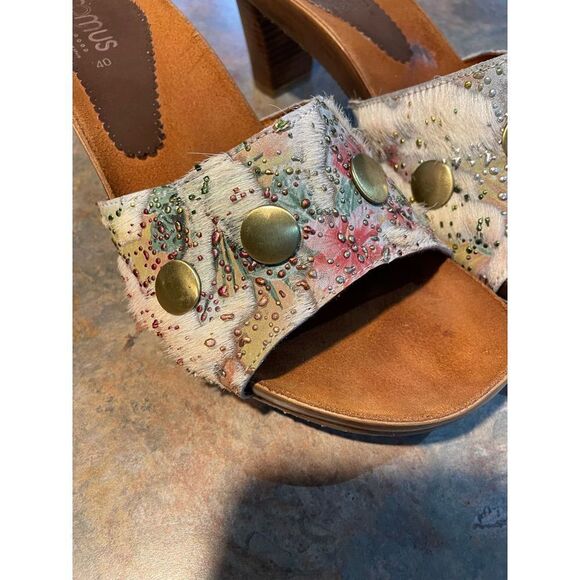 Romus Feeling Good Wooden Mule Clogs Fur and Leather - Picture 2 of 9